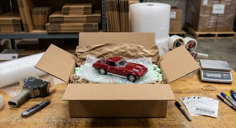 diecast corvette in shipping box